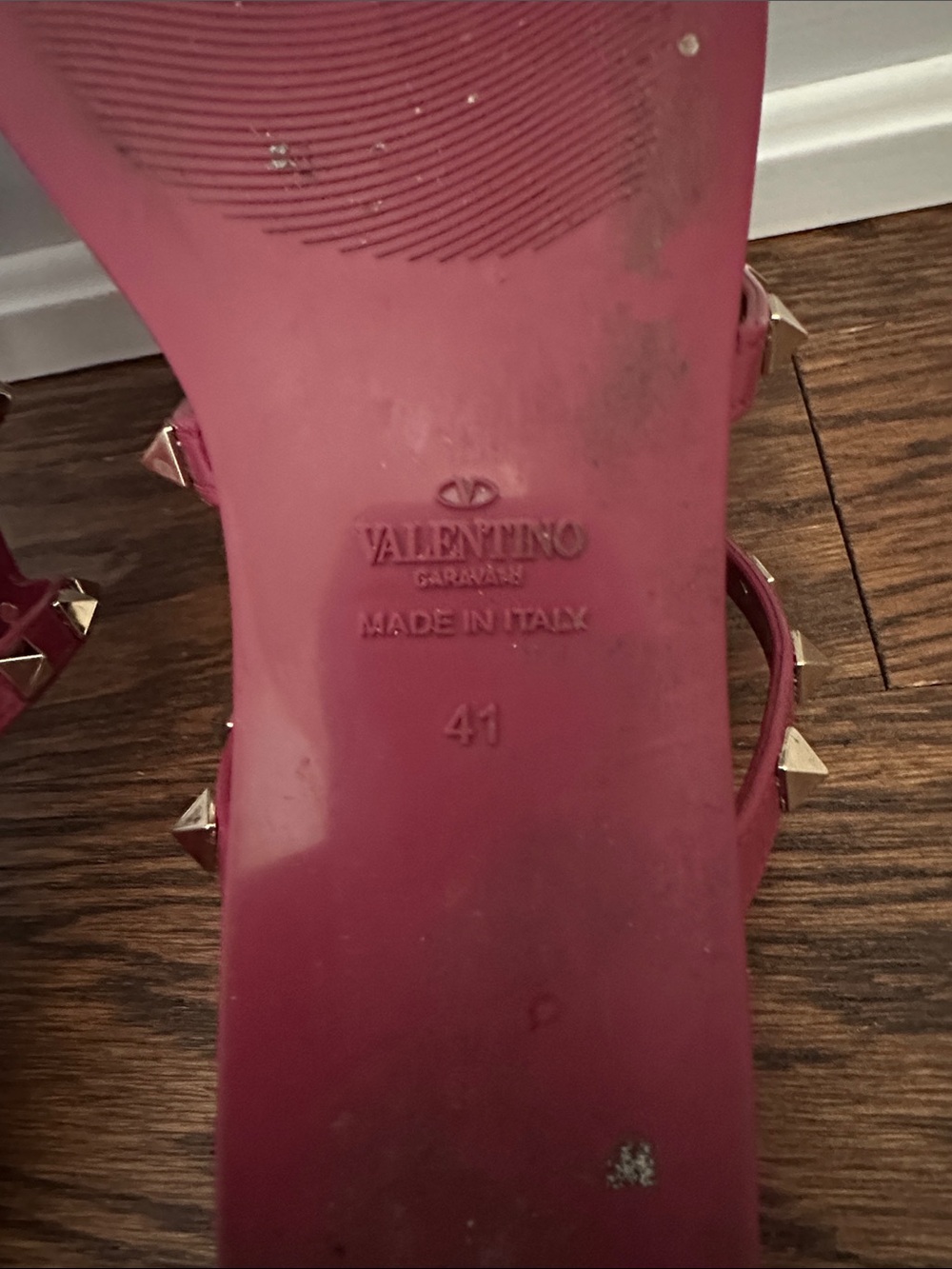 Valentino Pink Jelly Studded Thong Sandals - Picture 11 of 14